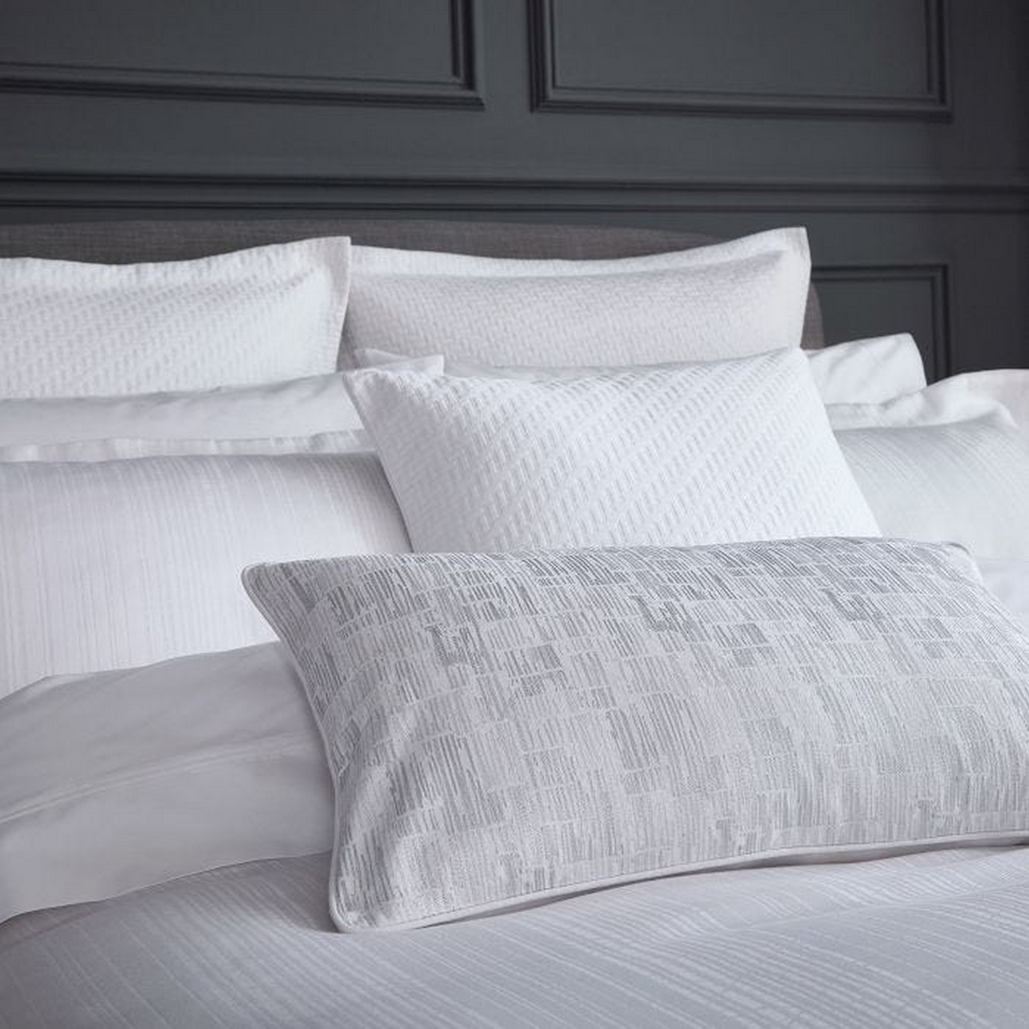 Oro Fine Linens Abstract Cotton Cushion In White